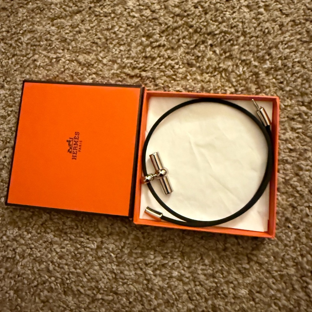 Hermès Black and Silver Necklace